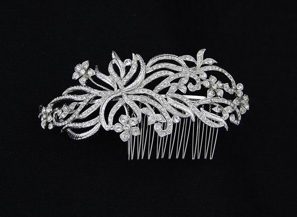 Rhodium Bridal Hair Comb with Swarovski Crystals ref. 40413